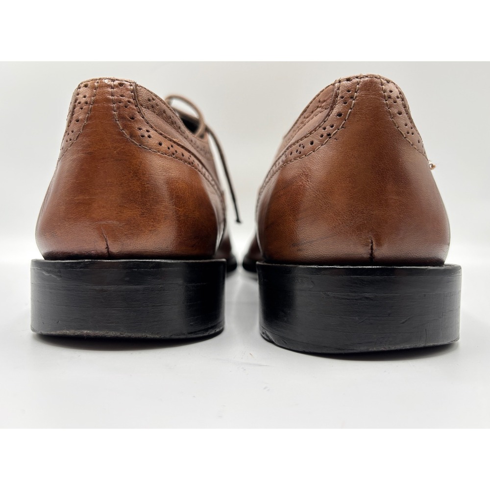 Vittorio Russo Men's Brown Leather Cap Toe Oxford Brogue Dress Shoes Italy 10½ - Picture 11 of 16